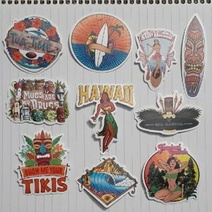 Colorful Hawaiian Themed Stickers
